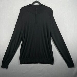 Express Sweater Mens Size XL Black 1/4‎ Quarter Zip Merino Wool Blend Neutral